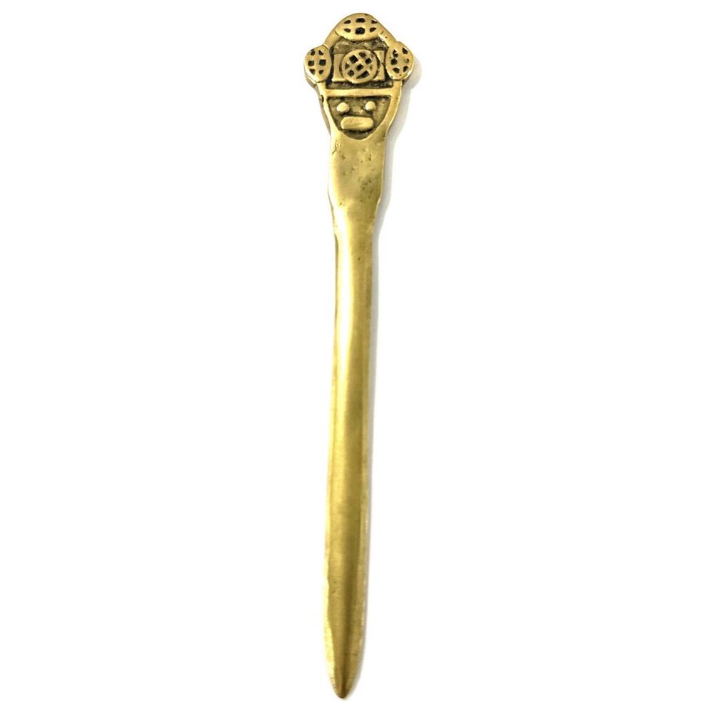 Vintage Brass Tribal Mask Letter Opener Aztec Inca Mayan Style 7” Desk Decor - Picture 2 of 6